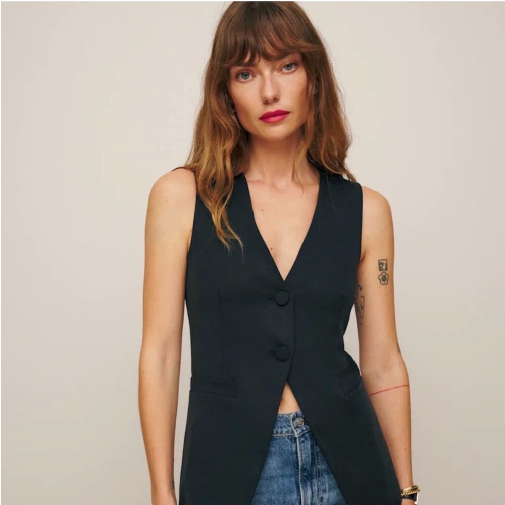 Reformation Black Tailored Sleeveless Vest